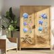 thumbnail image 2 of Calcomanías de pared de hortensias, pegatinas de pared de flores azules, pegatinas decorativas impermeables de PVC, murales de pared de mariposas florales de verano y primavera, calcomanías, 2 of 6