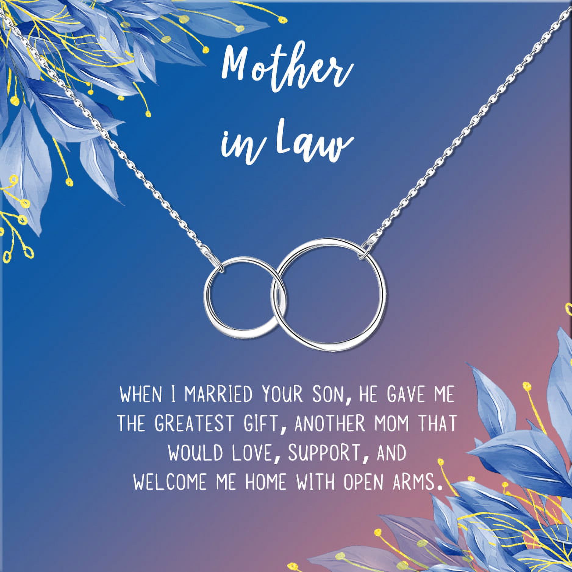 Anavia Mother in Law Gift, Mother of the Groom Gift, Jewelry and Card Gift for Mother in Law, Mother's Day Gift, Necklace and Card Gift [Silver Infinity Ring,Blue-Orange Gradient]