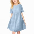 thumbnail image 1 of NIEWTR Robe d'Été Unie pour Filles Manches Bouffantes Taille Ajustée Robe Trapèze (Bu2, 7-8 Ans), 1 of 4