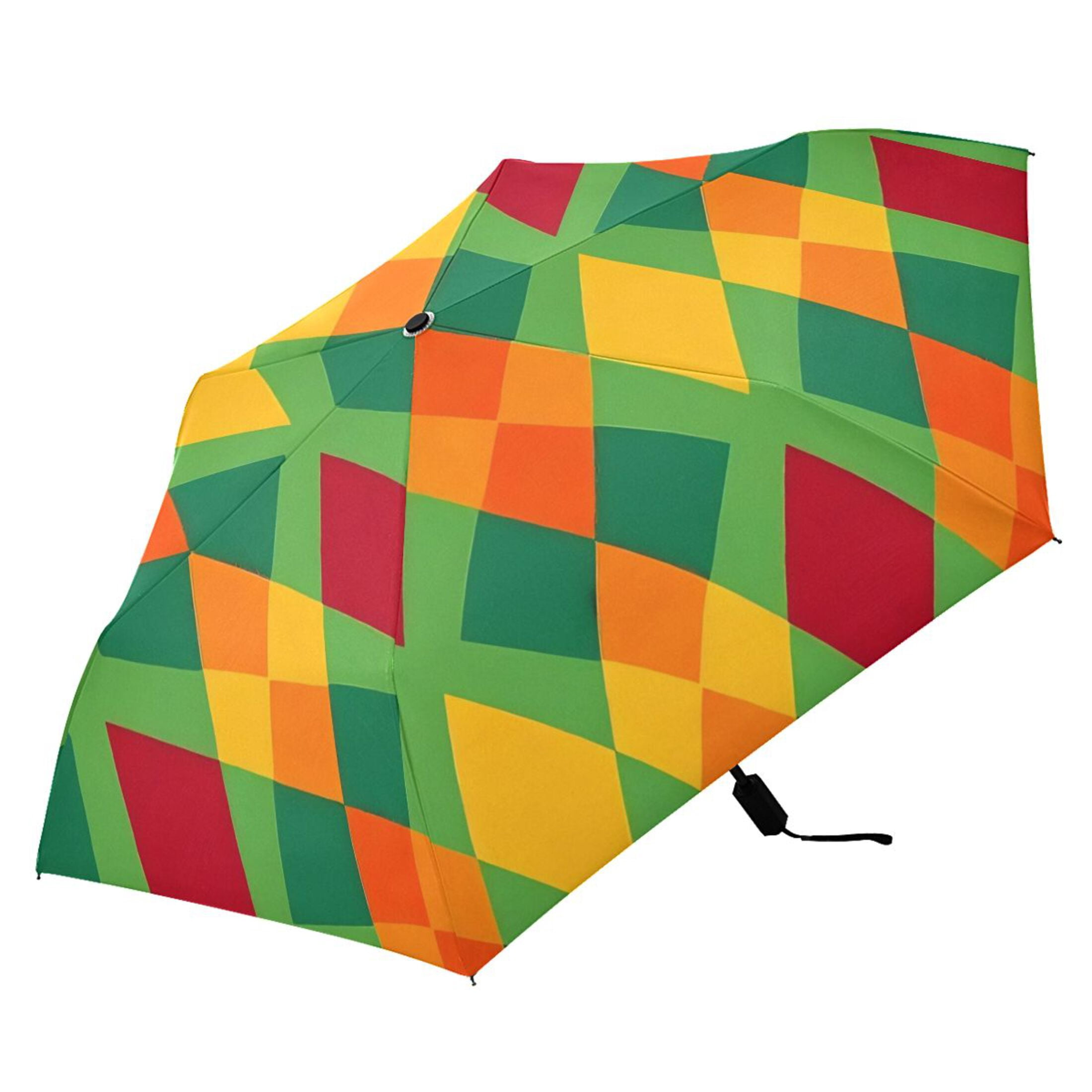 ALAZA Art Checkered Grid UPF 50+ Compact Folding Umbrella for Rain Travel Umbrella Packable
