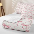 thumbnail image 4 of Erosebridal Girly Pink Bowknot Boys Girls Quilt King, Cartoon Love Heart King Coverlet Set, 3 Pieces, 4 of 7