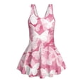 thumbnail image 4 of COEQINE Girls Swimsuit One Piece with Attached Skirt and Inner Brief, Soft Scoop Neck & V-Shaped Back, Stretchy Bathing Suit for Girls Ages 8-9, Easy Care, Pink Butterfly, 4 of 8