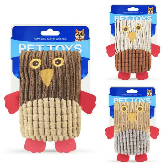 Walbest Dog Toys Owl Dog Plush Toy Set - Interactive Squeaky Hide and Seek Plush Dog Toy