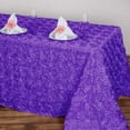 thumbnail image 4 of BalsaCircle Satin 90" x 132" Raised Rectangle Tablecloth Rosette Floral Purple, 4 of 8