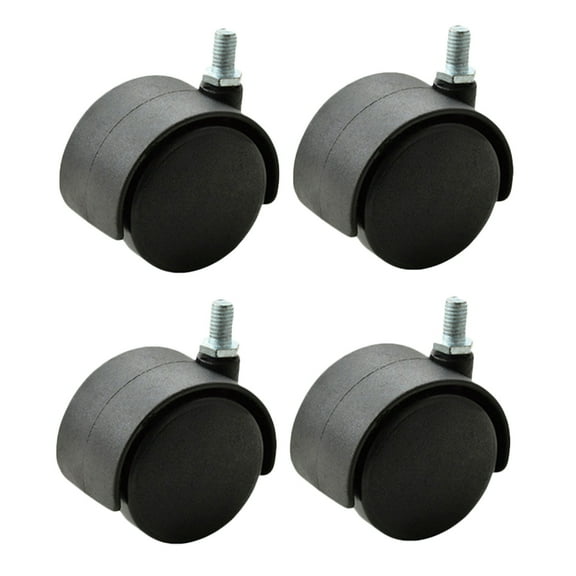 GAXIRE Set of 4 Quiet Smooth Rolling Caster Wheels Black Plastic Replacement for Furniture and Equipment