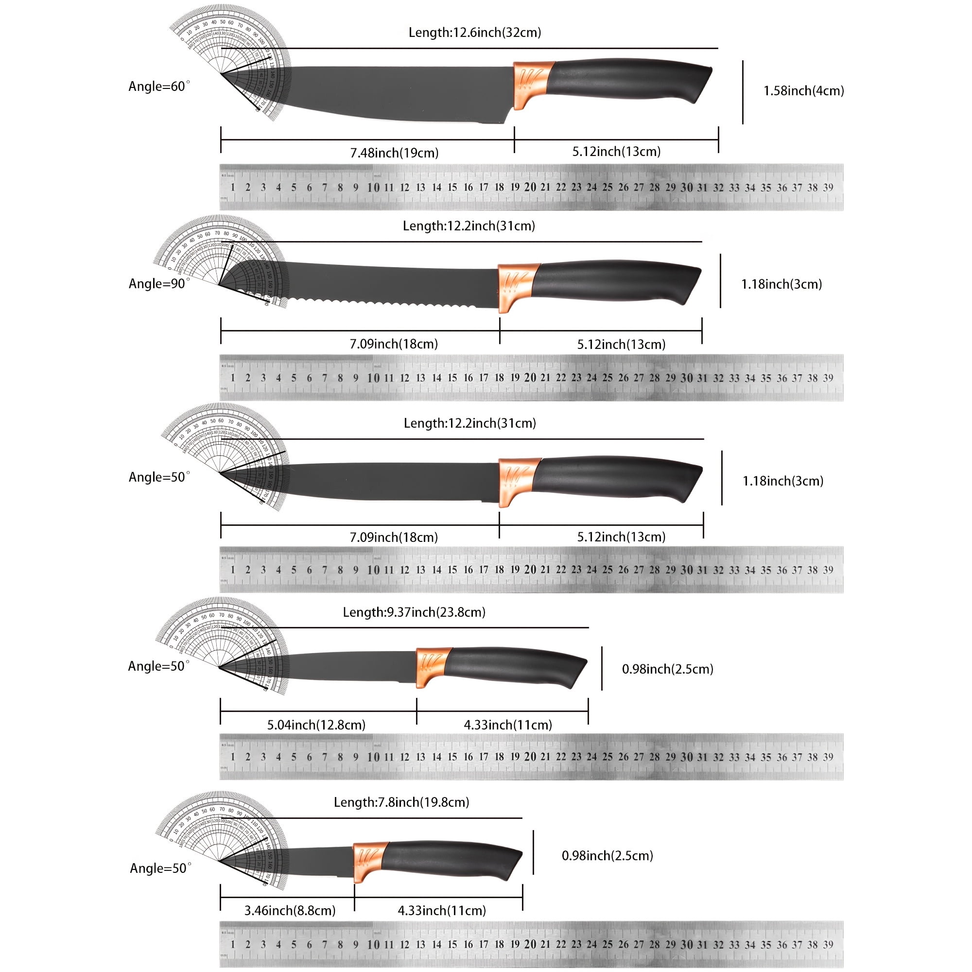 19pcs All-In-One Kitchen Knife & Utensil Set with Block | Silicone Cooking Tools & Stainless Steel Knives with Wooden Handles | Includes Cutting Board & Scissors | Ideal Housewarming & Dorm Gift