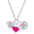 thumbnail image 1 of Delight Jewelry Silvertone Believe Banner on Clear Crystal Heart - Hot Pink Heart Nurse Strong Zoe Necklace, 1 of 4