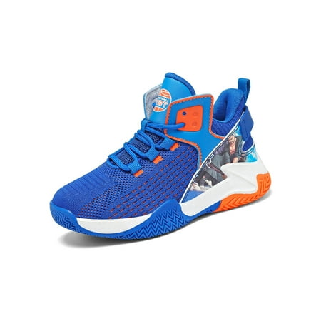 

Ymiytan Kids Basketball Shoes Lace-up Sneakers Mid Top Trainers Jogging Durable Comfortable Round Toe Running Sneaker Royal Blue 3Y