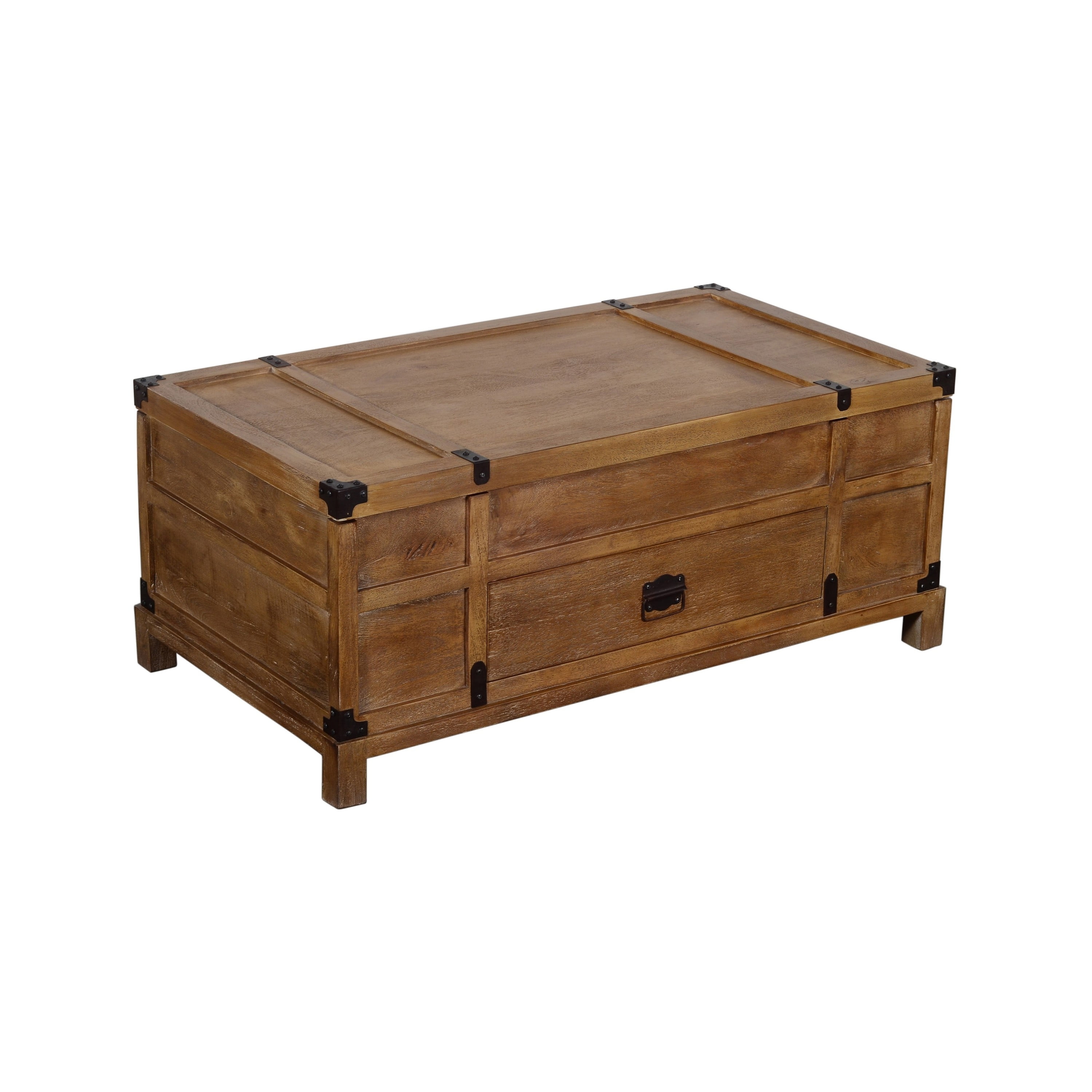 Rustic Single Drawer Mango Wood Coffee Table with Lift Top Storage and  Compartments, Brown- Saltoro Sherpi