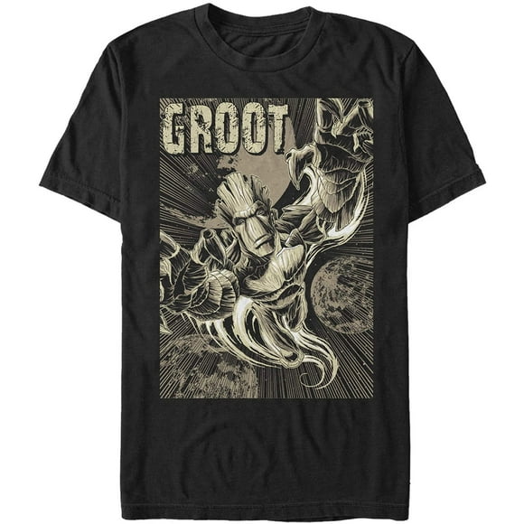 Mens Marvel Guardians of The Galaxy Groot Plummet T-Shirt - Black - Large