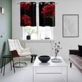 thumbnail image 4 of Red Rose Kitchen Curtains Small Short 39 Inch Length, Vintage Abstract Garden Flower Floral Black Grommet Top Bedroom Living Room Curtains, Light Filtering Cafe Curtain Drapes 2 Panels Set 55''x39'', 4 of 9