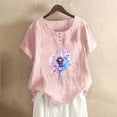 thumbnail image 1 of Fiudx Ropa de Mujer Blusas con Estampado Informal para Mujer, Camisas con Botones, Camisetas de Manga Corta con Cuello Redondo, 1 of 4
