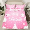 thumbnail image 2 of Manfei Merry Christmas Full Size Sheets,Chic Xmas Tree Lantern Bed Sheets,Pink White Sheet Sets For Boys Kids,Ultra Soft Home Decor,4-Piece, 2 of 7