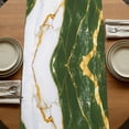 thumbnail image 5 of Green Marble 36 Inch Table Runner, Luxury Gold White Abstract Cracks Artwork Farmhouse Dresser Scarf Cotton & Linen Tablerunner for Dining/Kitchen Island/Holiday Party Décor Small 13" x 36", 5 of 9