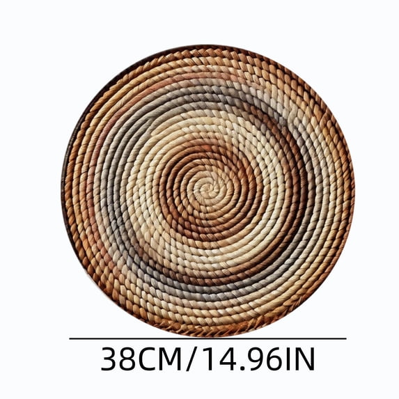 Kafsov Round Woven Rattan Placemat Set - Polyester Spandex Heat-Resistant Dining Table Mats for Home Kitchen and Restaurant Multicolor
