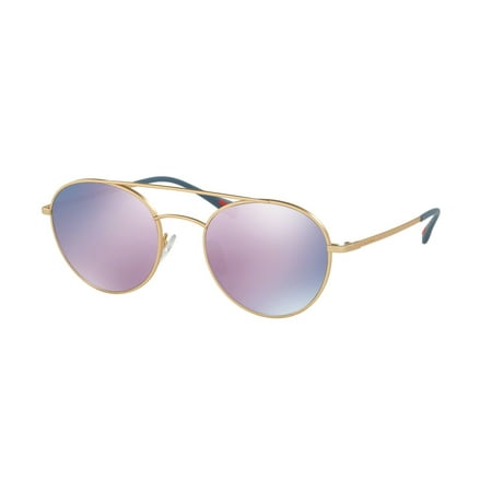 Prada Sport 0PS 51SS Sun Full Rim Phantos Unisex Sunglasses - Size 51 (Matte Gold / Dark Grey Mirror Pink)