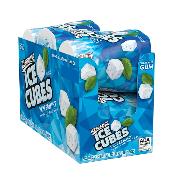 ICE BREAKERS, ICE CUBES, Peppermint Flavored Sugar Free Chewing Gum
