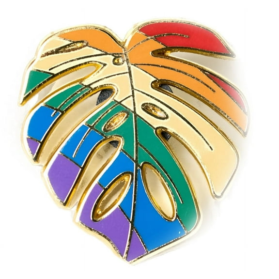 HAPPILY PLANTS Pride Monstera Rainbow Leaf Lapel Pin