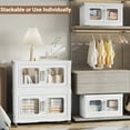 thumbnail image 7 of 120Qt Extra Large Stackable Storage Bins with Lids, 30 Gal Plastic Foldable Storage Cubes, Collapsible Closet Organizer and Storage Drawers with Wheels, 1-Pack, White, 7 of 7