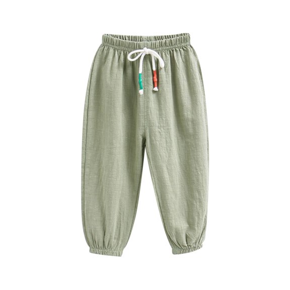 Kids Girl Boy Loose Fit Pants for Kid Faux Gauze Linen Lounge Thin Straight Leg Elastic Waist Basic Long Leg Fall Summer 2026 Clothes Fashion Country Concert