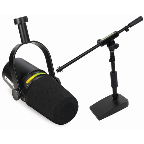 Micrófono Shure MV7+ Podcast USB‑C/XLR con Soporte Negro