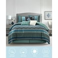 thumbnail image 4 of Lanco Jacquard 7 Piece Comforter Set, Jacquard, Blue, Queen, Geometric, 100% Polyester & Fill, 4 of 7