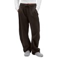 thumbnail image 1 of Pantalones deportivos FAIABLE de pernera ancha, unisex, mezcla de algodón marrón, 1 of 6