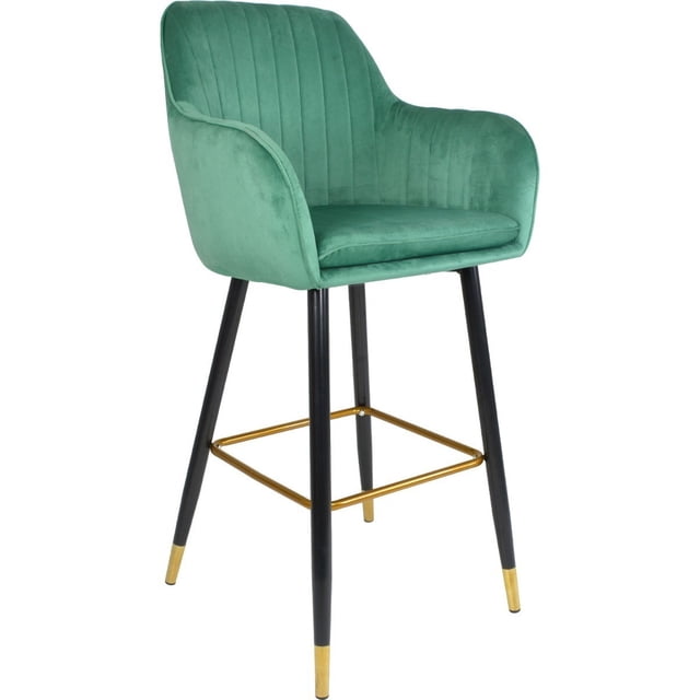 Silla Alta Tapizada Terciopelo Banco Bar RACK AND PACK Verde