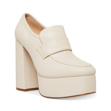MADDEN GIRL Womens Ivory 2" Platform Comfort Dean Round Toe Block Heel Slip On Dress Heeled Loafers 5.5 M