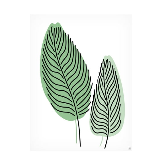 Canvas Wall Art - Line and Brush 'Fern Lines Pair 2' Wall Art for Living Room, Bedroom, or Office Décor by Trademark Fine Art - 14 x 19 Inches