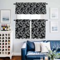 thumbnail image 2 of Teal Skull Halloween Kitchen Curtains Sets for Windows 36 Inch Length, Navy Blue Birds Retro Skeleton Rod Pocket Window Treatments Tier Curtains and Valances Set for Bedroom/Bathroom, 2 of 8