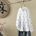 thumbnail image 2 of Camisa de lino y algodón con bordado negro artístico nueva primavera otoño 2021 Camisa blanca de manga larga para mujer, 2 of 4