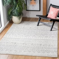 SAFAVIEH Tulum Emmett Distressed Geometric Area Rug, Ivory/Grey, 4'5" x 6'5"