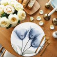 thumbnail image 2 of Round Placemats Blue Tulip Leaf 15 inch Set of 6 Table Mats for Dining Table Floral Plant Modern Art Heat Resistant Non-Slip Kitchen & Home Decorative Place Mat Set, 2 of 8