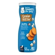 Gerber Snacks for Baby Grain & Grow Puffs, Sweet Potato, 1.48 oz Canister