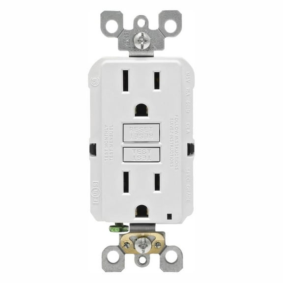 Leviton 15 Amp 125-Volt Duplex Self-Test Slim GFCI Outlet, White (4-Pack) - New