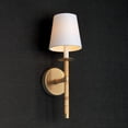 thumbnail image 4 of Capital Lighting 647211MA-705 Tulum White Fabric Shade with Handcraft Rattan Torchiere Wall Sconce, 1-Light 60 Watt, 18" H x 6" W, Matte Brass, 4 of 6