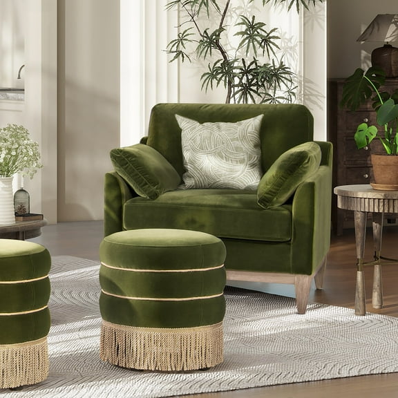 Newboti Pasadena 36" Wide Modern Farmhouse Accent Arm Chair, Olive Green 677374672136487