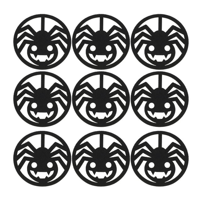 12pcs Halloween Cup Mat Hollow Designed Placemat Felt Dinner Table Decor