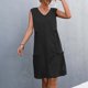 thumbnail image 5 of Vestido sin mangas para mujer Vestido liso con cuello en V Lado informal del vestido de hongo Fridja  hjkh1380, 5 of 6