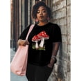 thumbnail image 2 of Women's T-Shirt Red Mushroom Short Sleeve Casual Tee Classic Crew Neck T Shirt for Women Black, 2XL, 2 of 7