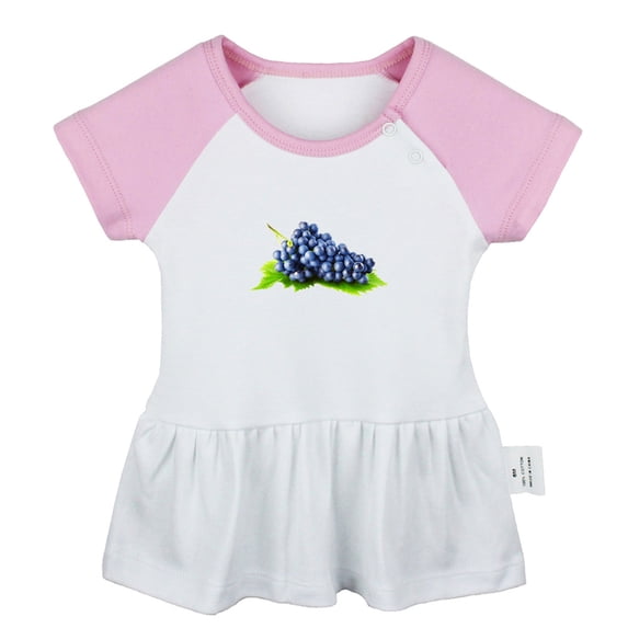 Fruit Grape Pattern Dresses For Baby, Newborn Babies Skirts, Infant Princess Dress, 0-24M Kids Graphic Clothes (Pink Raglan Dresses, 6-12 Months)