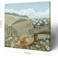 thumbnail image 2 of HFDF Wall Art Vintage Farm Landscape Painting Blue Sky and Wildflowers Canvas Print Country Rural Scene Nature Botanical Meadow Picture Colorful Daisy Floral Yellow Purple Artwork 8x10inch Framed, 2 of 7