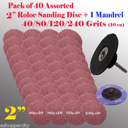 MTP ® 40+1 Mix 40/80/120/240 Grits 2" Roloc + Mandrel Type R Sanding
