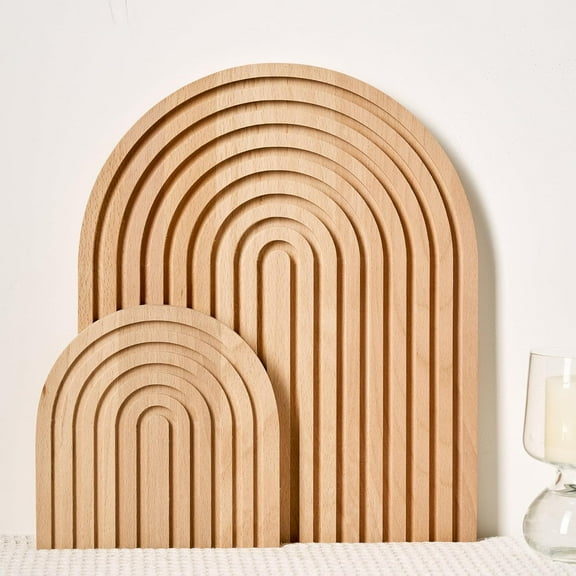 Wood Rainbow Arch - Modern Boho Room Decor for Wall Shelf, Fireplace Mantel, Counter, Table - Aesthetic Home Decoration for Living Room, Kitchen, Bedroom, Office, Nursery, Set of 2