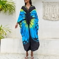 thumbnail image 4 of longantii Print Moo-Moos for Women, Kaftan Cover-Up Dresses, Sexy V-Neck High-Slit, Beach Pool-Party Coverups Muumuu Plus Blue, 4 of 5