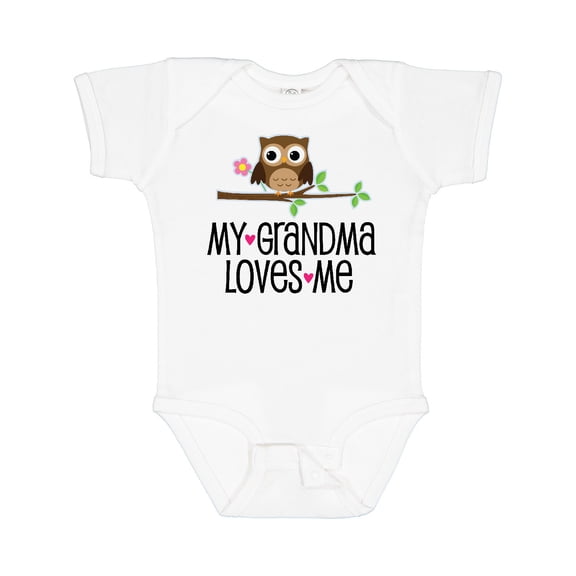 Inktastic Grandma Loves Me Girls Owl Girls Baby Bodysuit