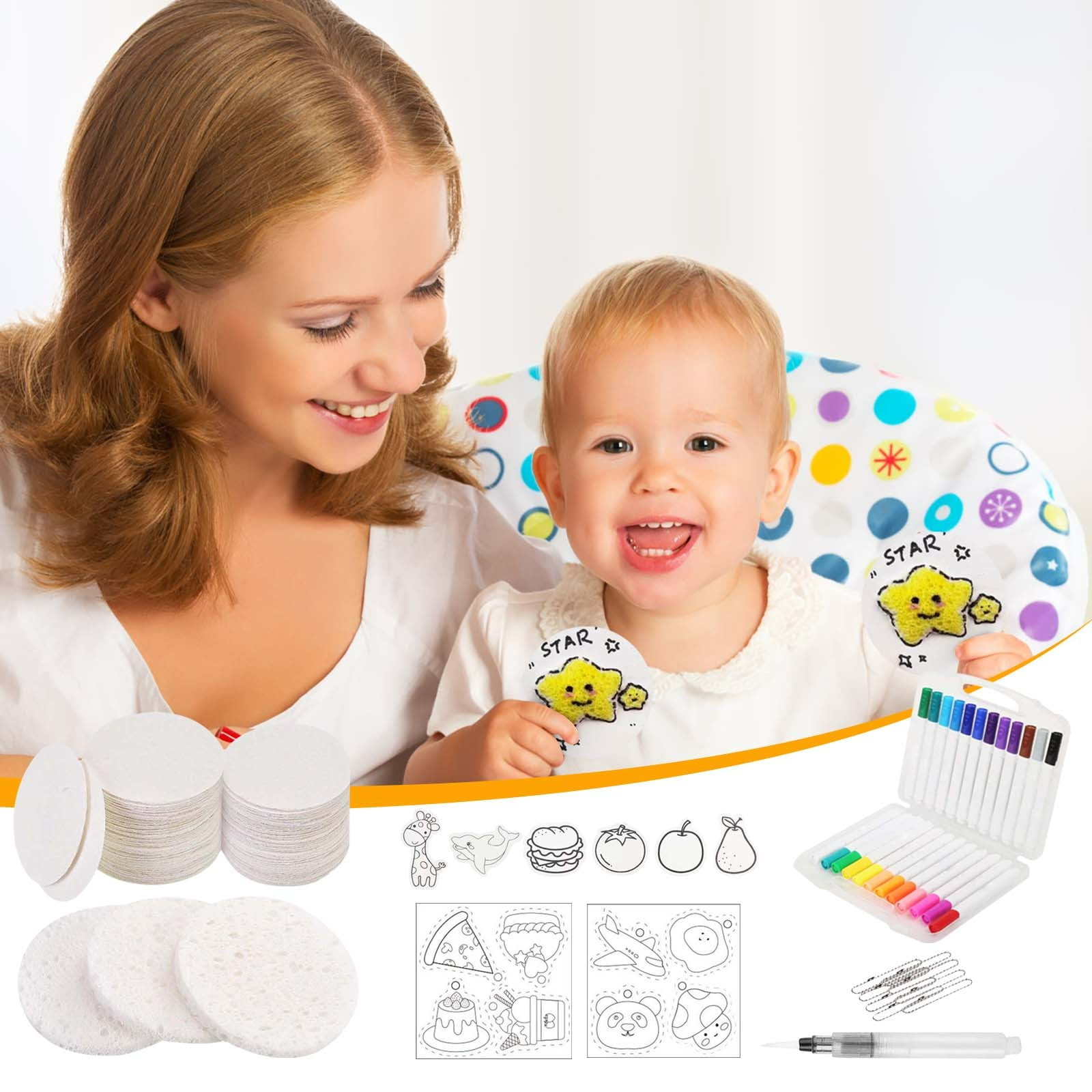 WATINC Magic Foam Texture Painting Kit - 58Pcs 3D Dessert Art Set With Acrylic Markers & Brushes