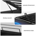 thumbnail image 3 of Queen Bed Frame with Lift Up Storage, Charging Station & RGB Lights, PU Leather Upholstered Bed with Headboard, No Box Spring Needed, Hydraulic Storage, Heavy Duty Wooden Slats, PU Black, 3 of 8
