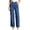 A-Blue1151, variant on Women's Metal Buckle Wide Leg Dress Pants Solid Elastic Waist Slacks Business Daily Wear Trousers